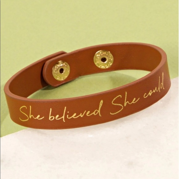 She believed She could Leather Cuff Bracelet - Picture 6 of 12
